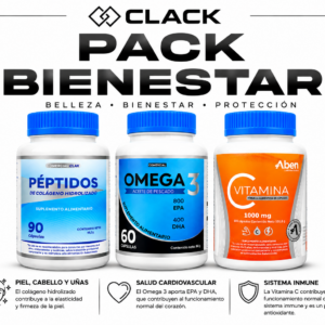 Pack Bienestar  Petidos de Colageno  Hidrolizado/Omega 3/ Viatmina C