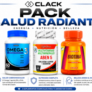 Pack Salud Radiante Omega 3/Multivitaminico Aben 5/Biotina