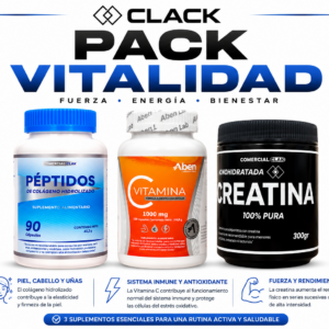 Pack Vitalidad -Colageno Hidrolizado 4/ vitamina C/Cretaina