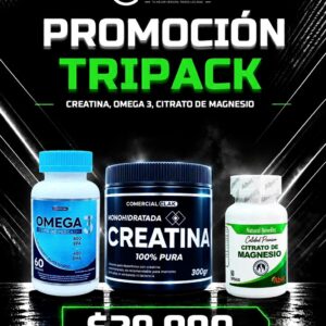 Tripack Rendimiento|Creatina, Omega 3, Citrato de Magnesio